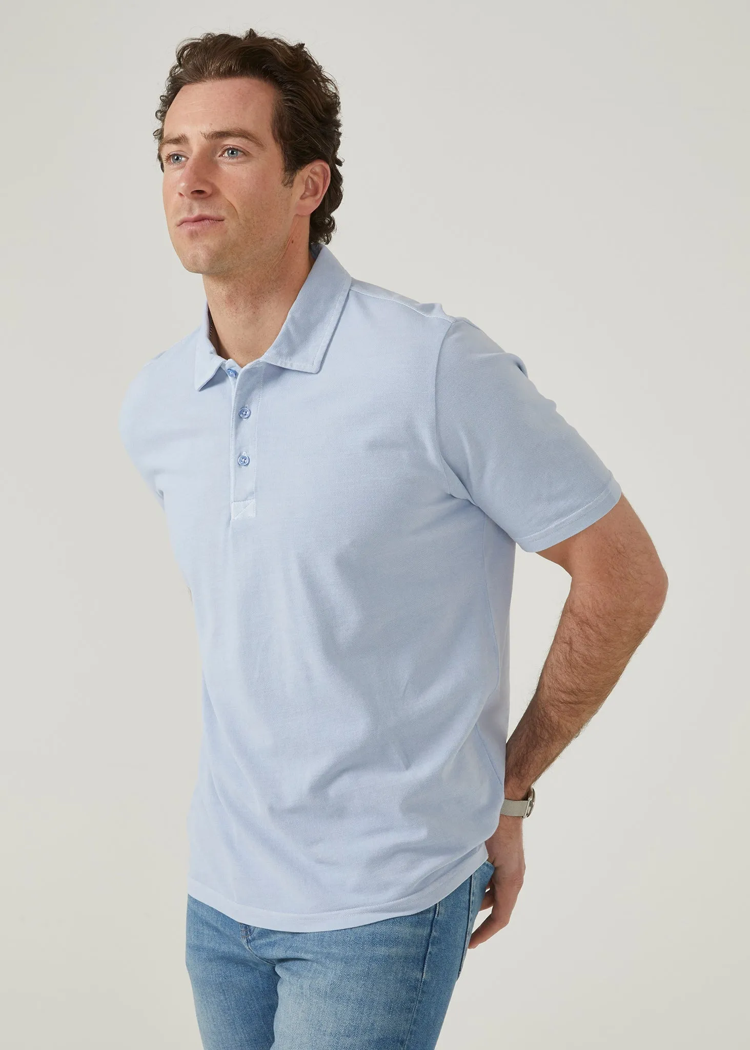 Weymouth Washed Effect Polo Shirt In Light Blue sold by Alan Paine product image thumbnail 2