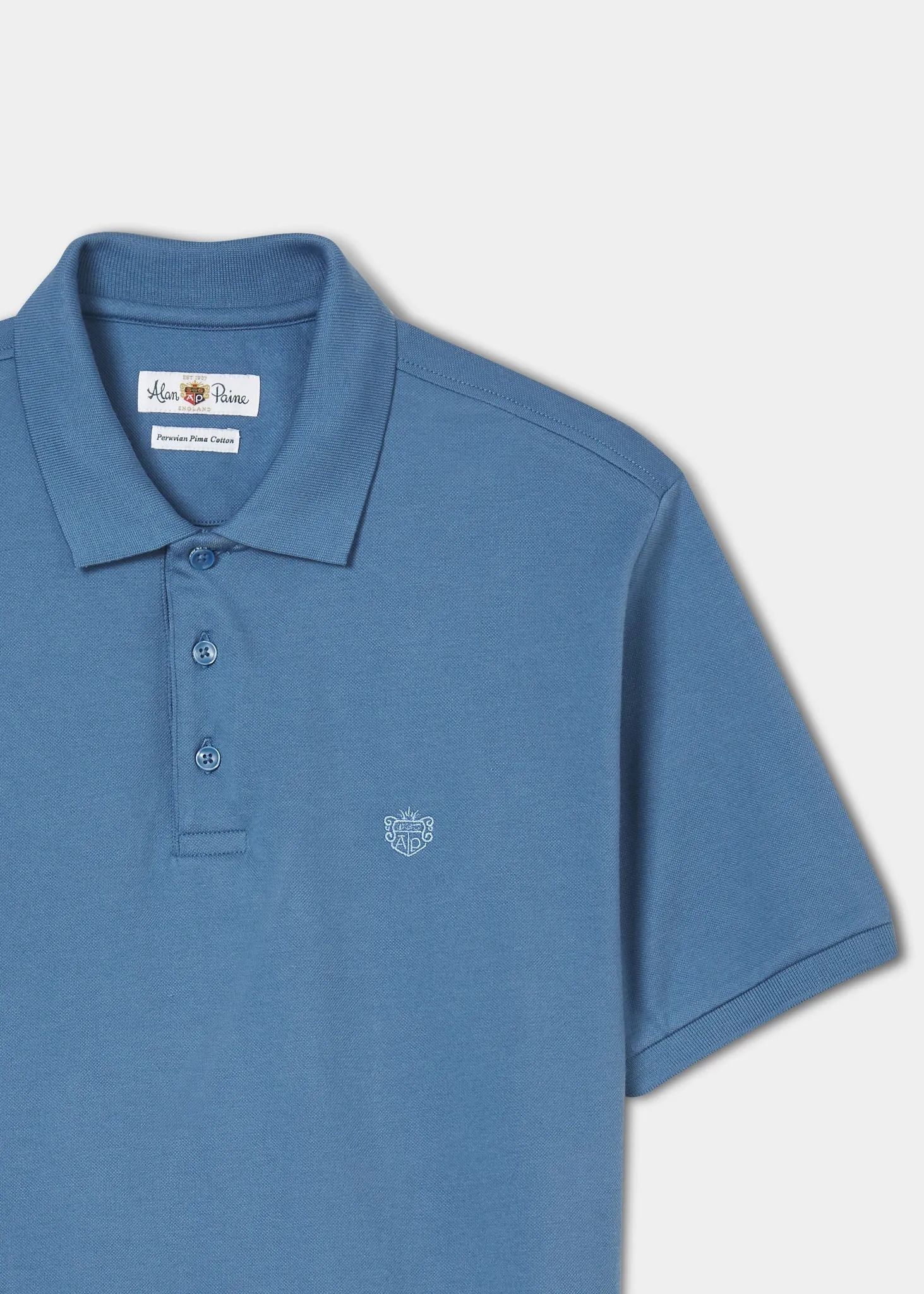 Fritton Pique Polo Shirt In Mid Blue sold by Alan Paine product image thumbnail 4