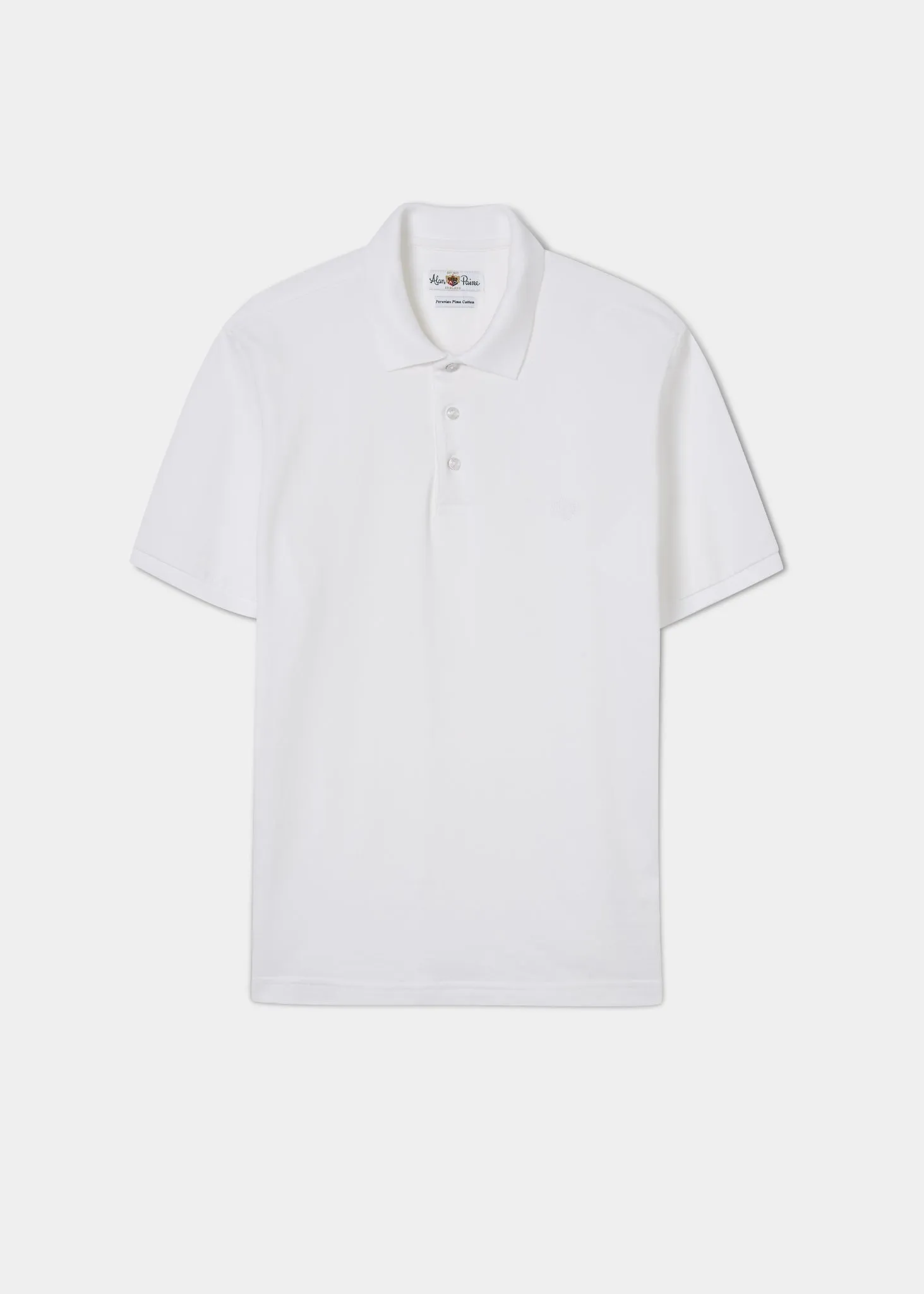 Fritton Pique Polo Shirt In White sold by Alan Paine