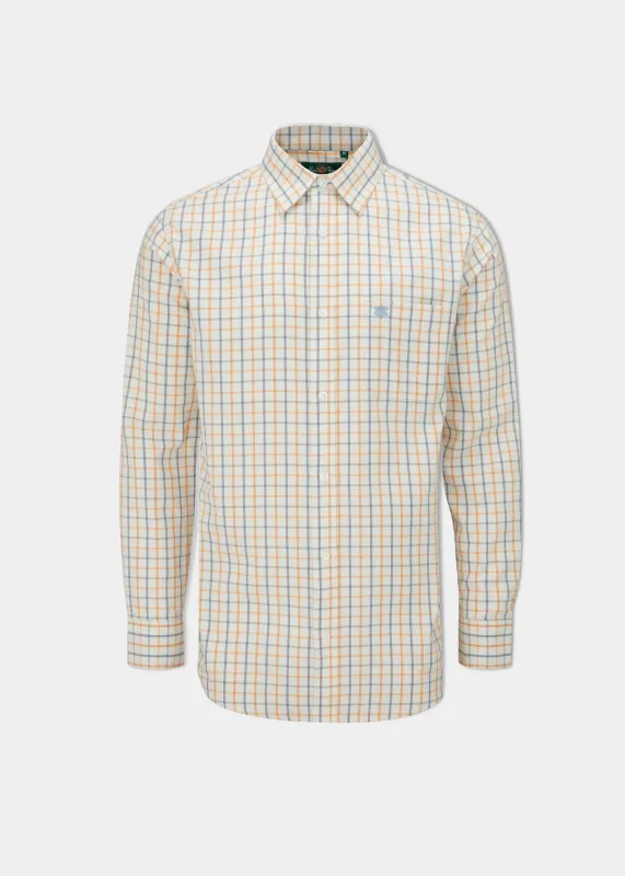 Ilkley Men's Blue and Gold Country Check Shirt - Shooting Fit made by Alan Paine