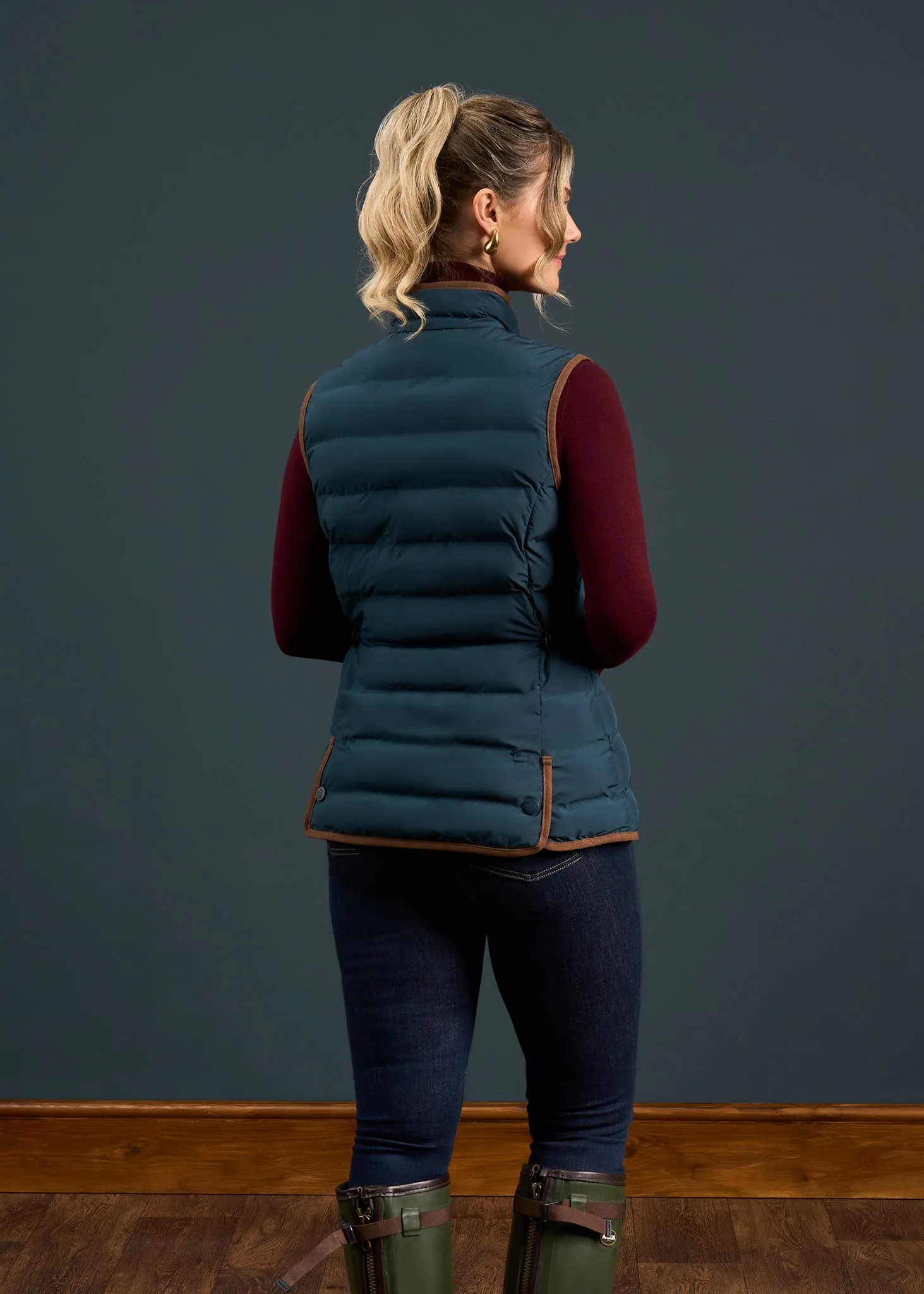 Calsall Ladies Quilted Gilet In Navy - Regular Fit sold by Alan Paine product image thumbnail 4