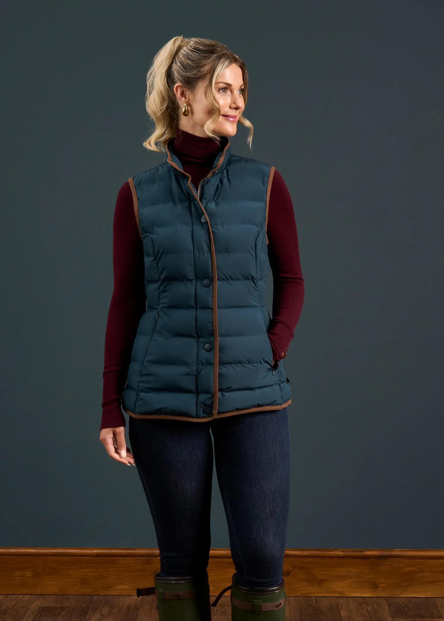 Calsall Ladies Quilted Gilet In Navy - Regular Fit sold by Alan Paine product image thumbnail 2