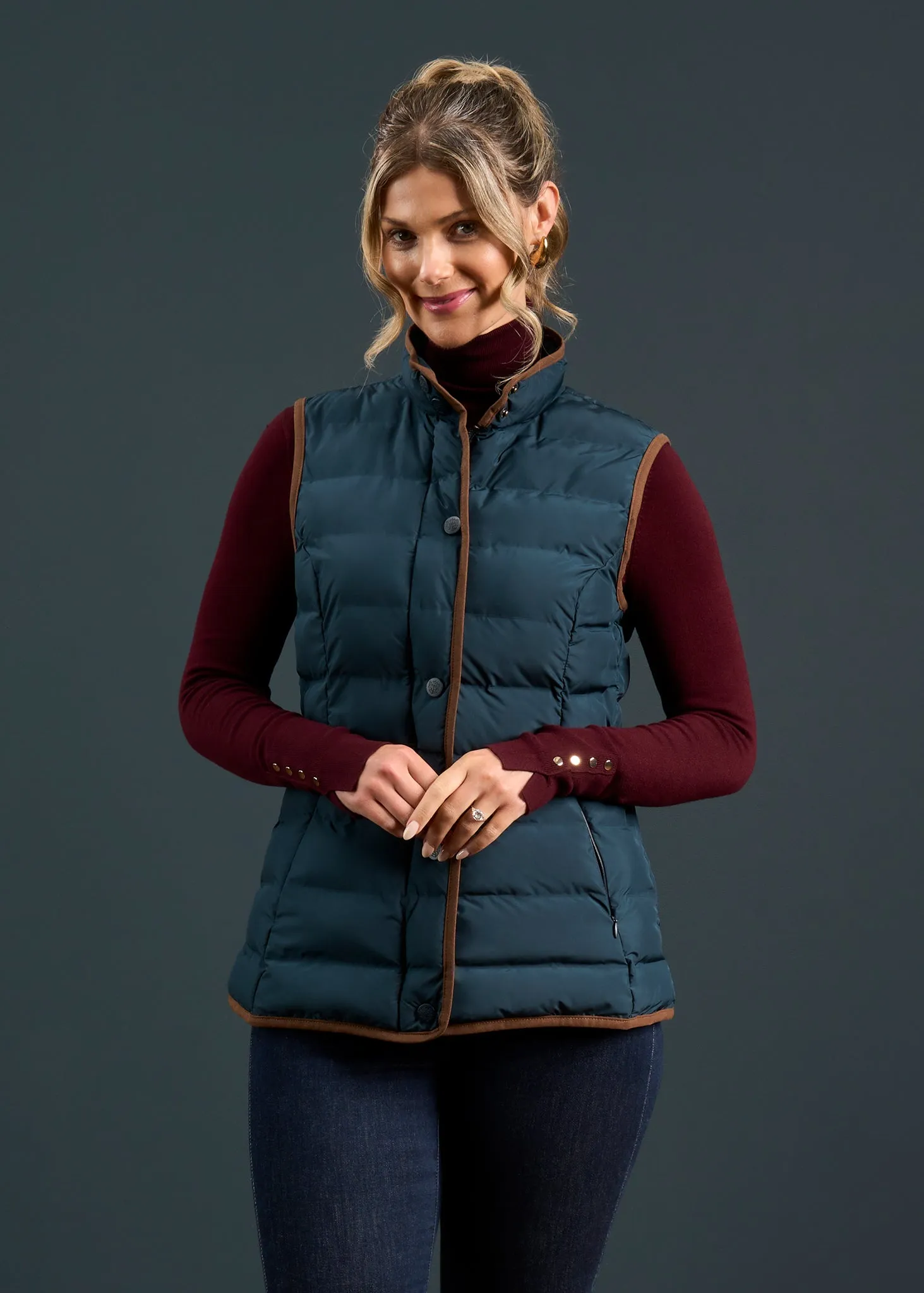 Calsall Ladies Quilted Gilet In Navy - Regular Fit sold by Alan Paine product image thumbnail 3