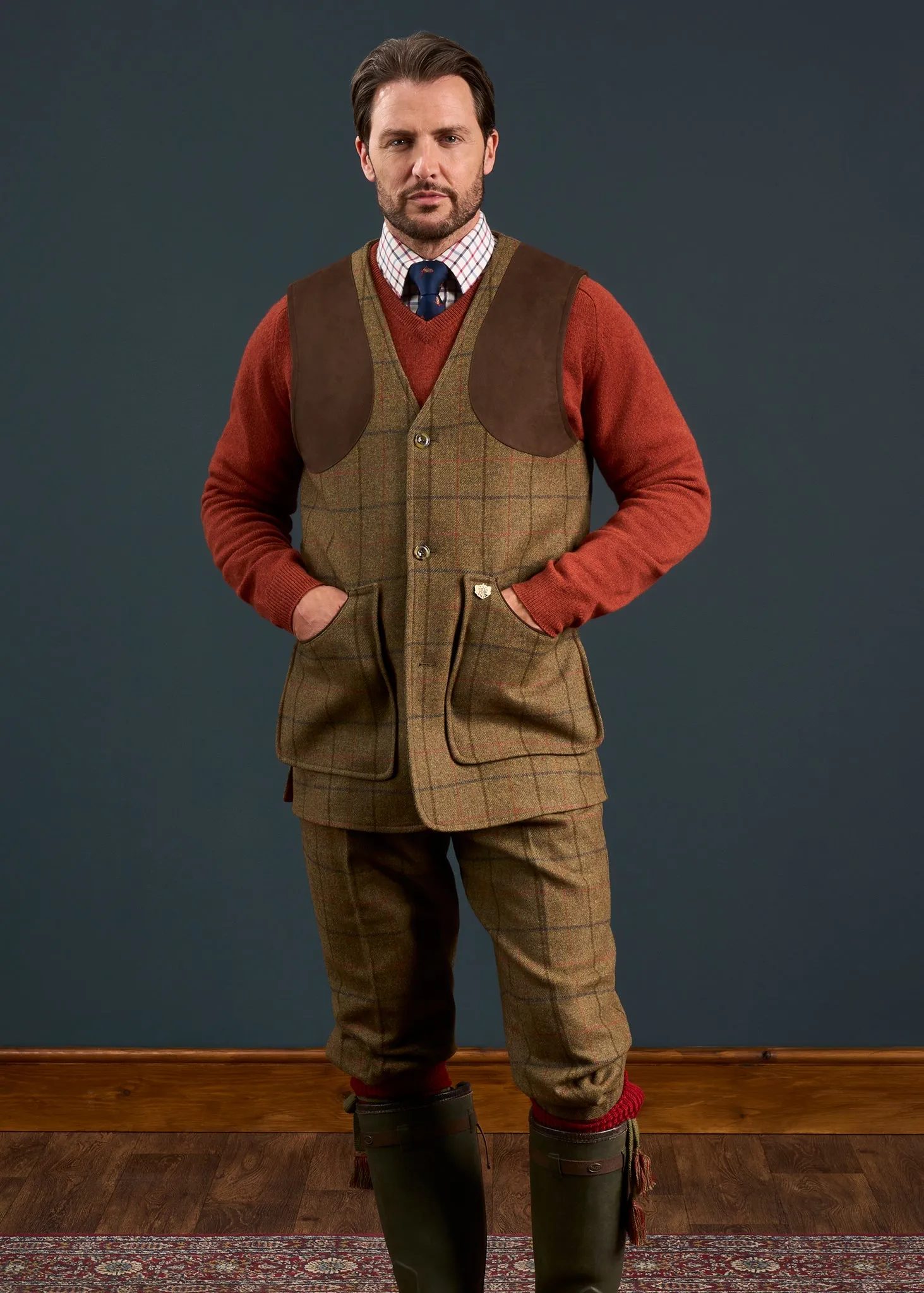 Combrook Men's Tweed Shooting Waistcoat in Thyme - Shooting Fit sold by Alan Paine product image thumbnail 5