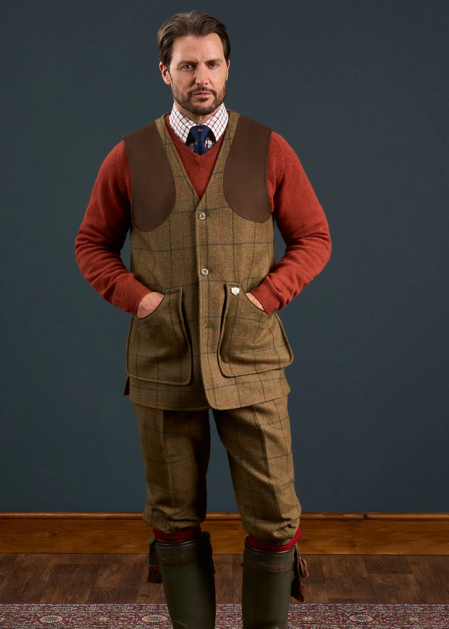 Combrook Men's Tweed Shooting Waistcoat in Thyme - Shooting Fit sold by Alan Paine product image thumbnail 2