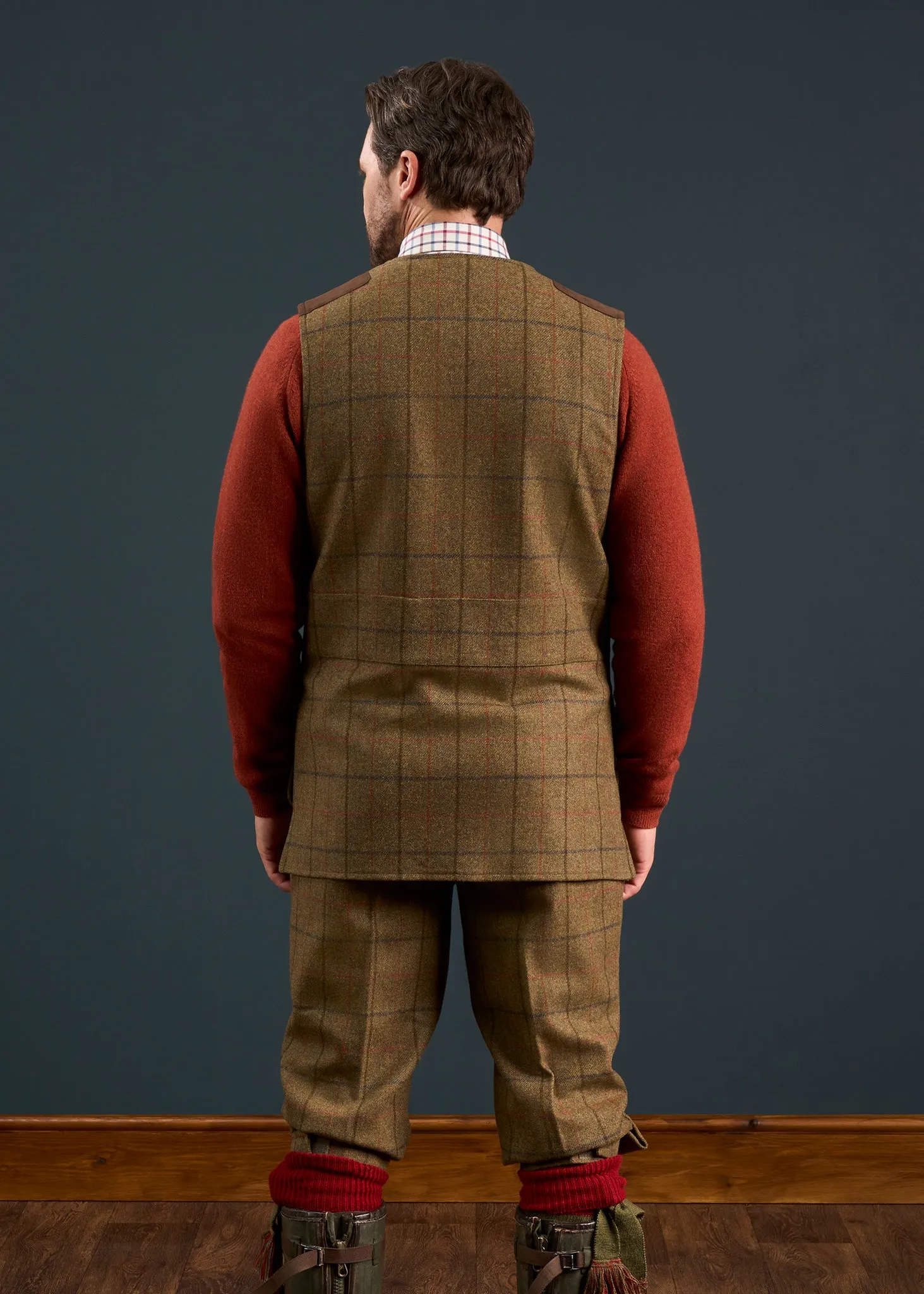 Combrook Men's Tweed Shooting Waistcoat in Thyme - Shooting Fit sold by Alan Paine product image thumbnail 3