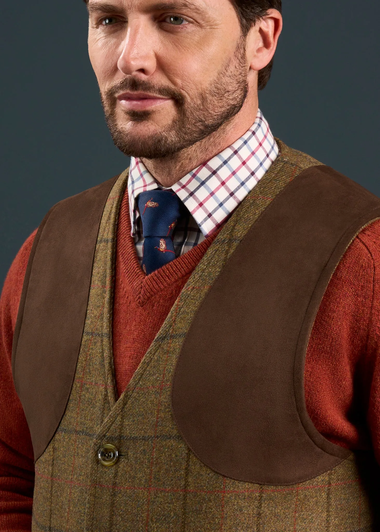 Combrook Men's Tweed Shooting Waistcoat in Thyme - Shooting Fit sold by Alan Paine product image thumbnail 4