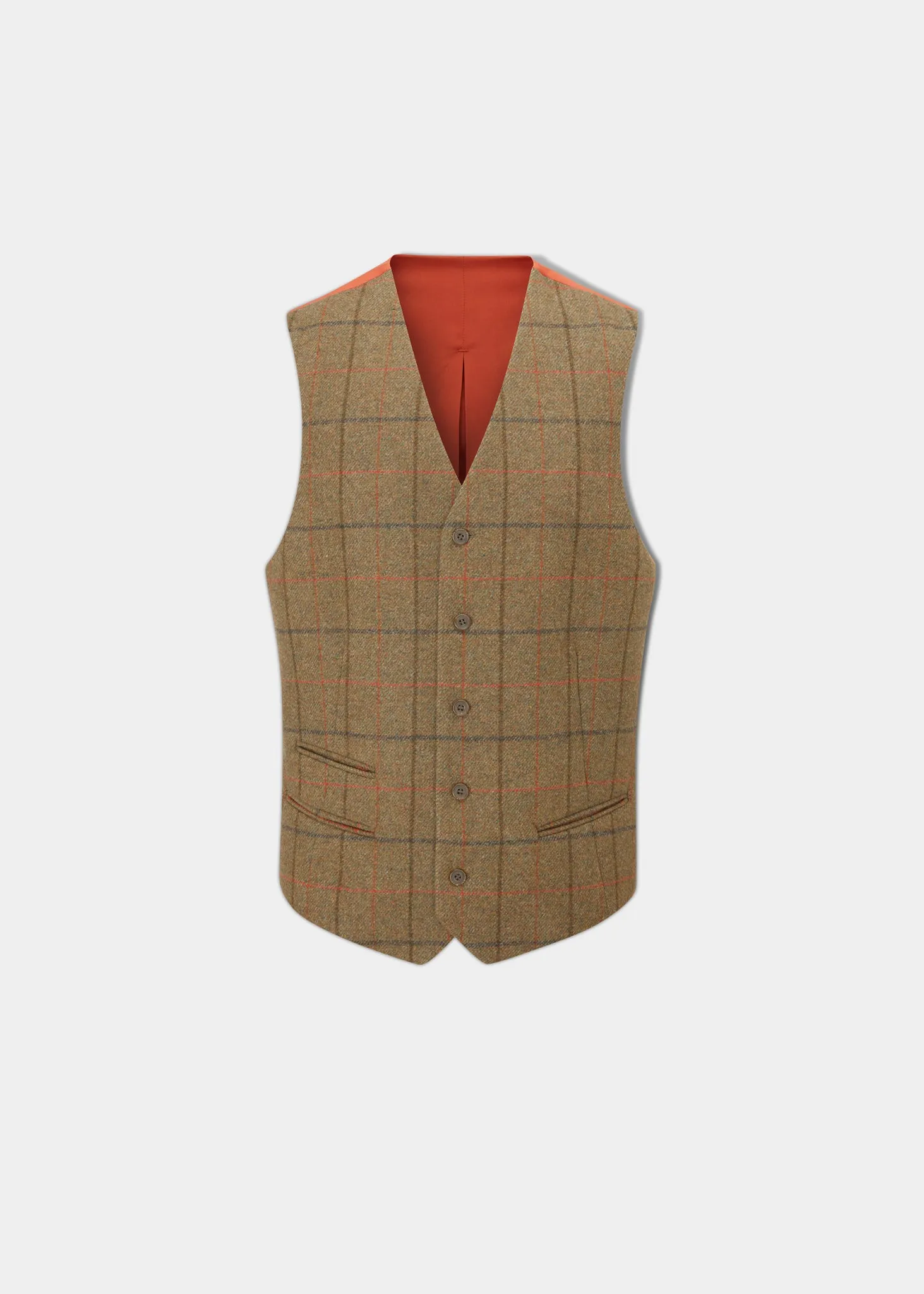 Combrook Men's Tweed Lined-Back Waistcoat In Thyme - Regular Fit sold by Alan Paine