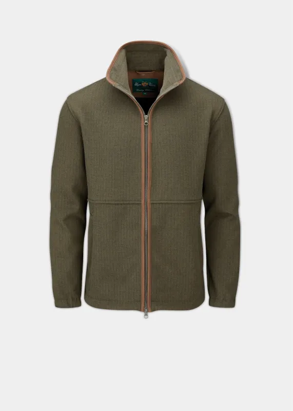 Aylsham Men's Fleece Jacket In Green Herringbone - Regular Fit sold by Alan Paine