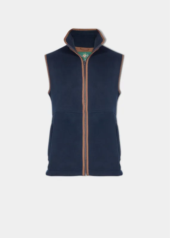 Aylsham Men's Fleece Gilet In Dark Navy - Regular Fit sold by Alan Paine