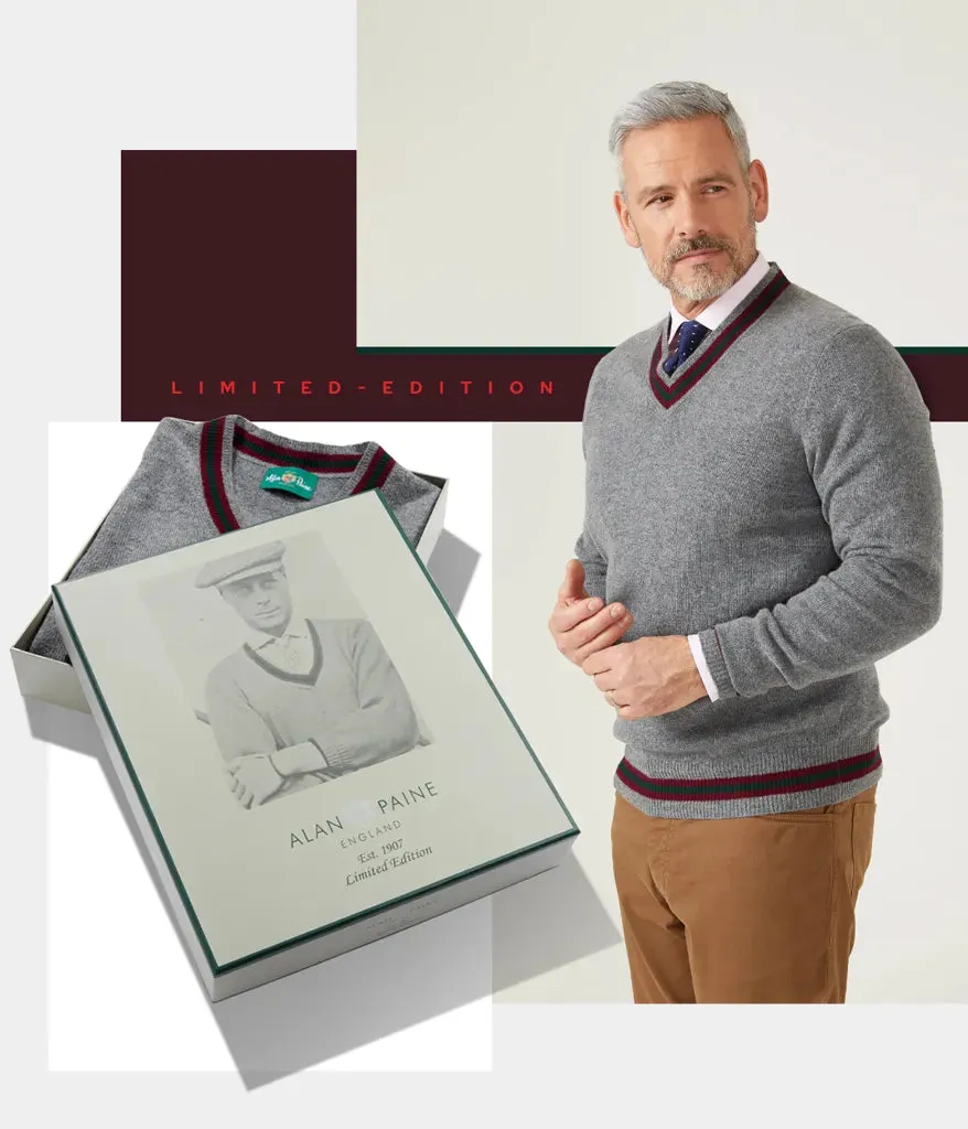 Limited Edition Commemorative Lambswool Sweater In Grey Mix sold by Alan Paine product image thumbnail 2