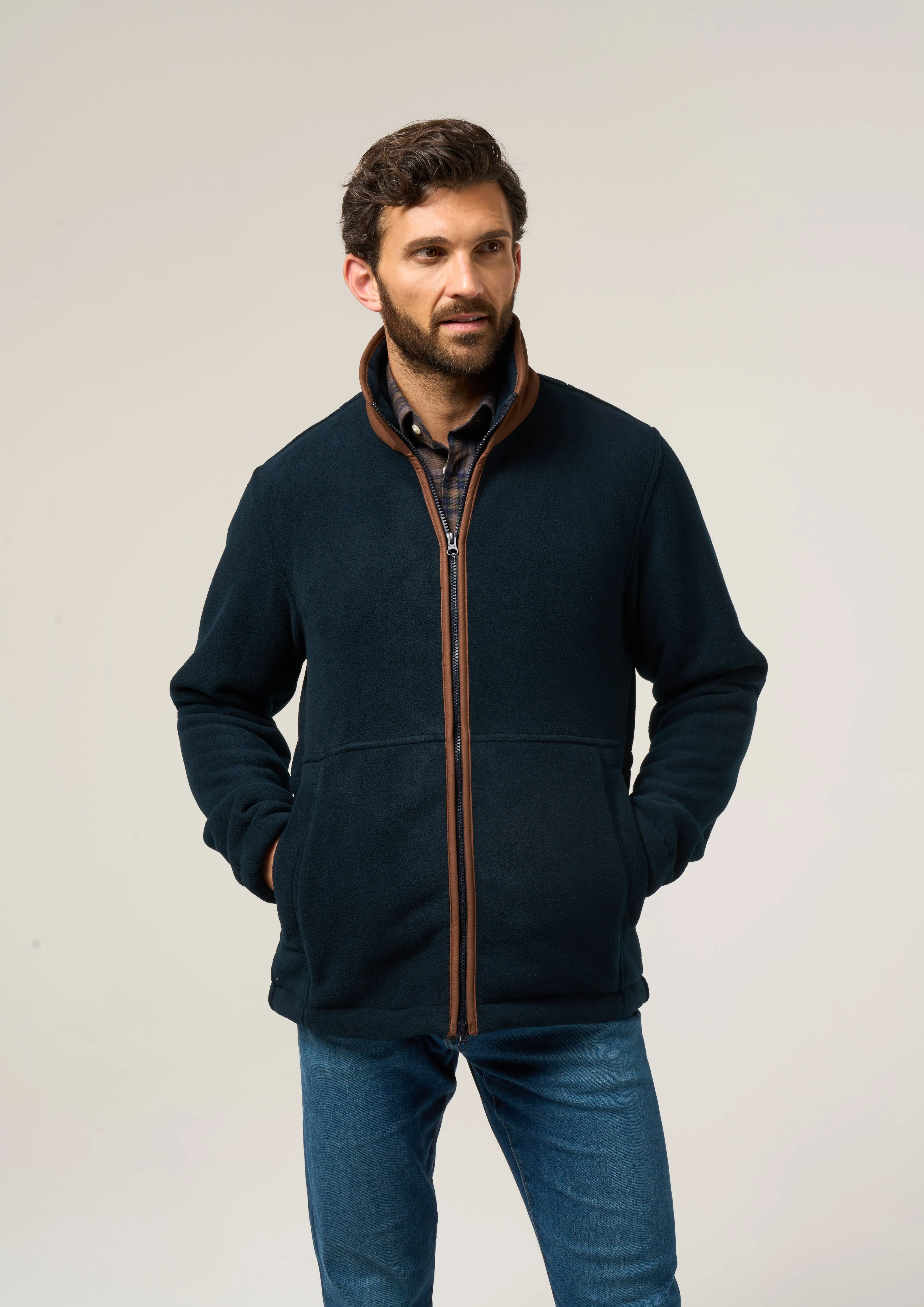 Aylsham Men's Fleece Jacket In Dark Navy - Regular Fit sold by Alan Paine product image thumbnail 2