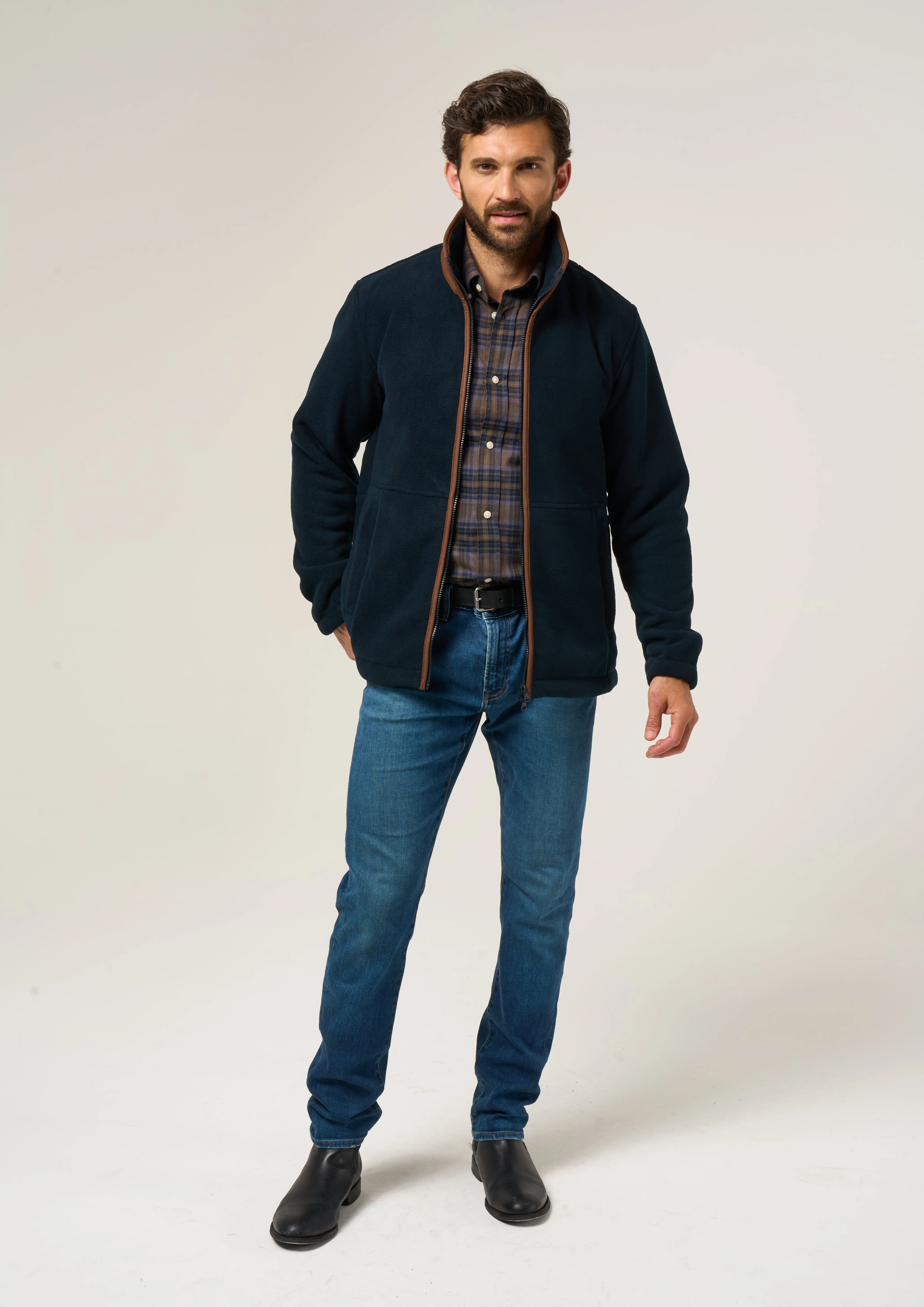 Aylsham Men's Fleece Jacket In Dark Navy - Regular Fit sold by Alan Paine product image thumbnail 3