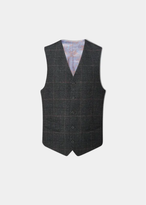 Surrey Men's Tweed Water Repellent Lined Waistcoat in Green Check - Regular Fit made by Alan Paine