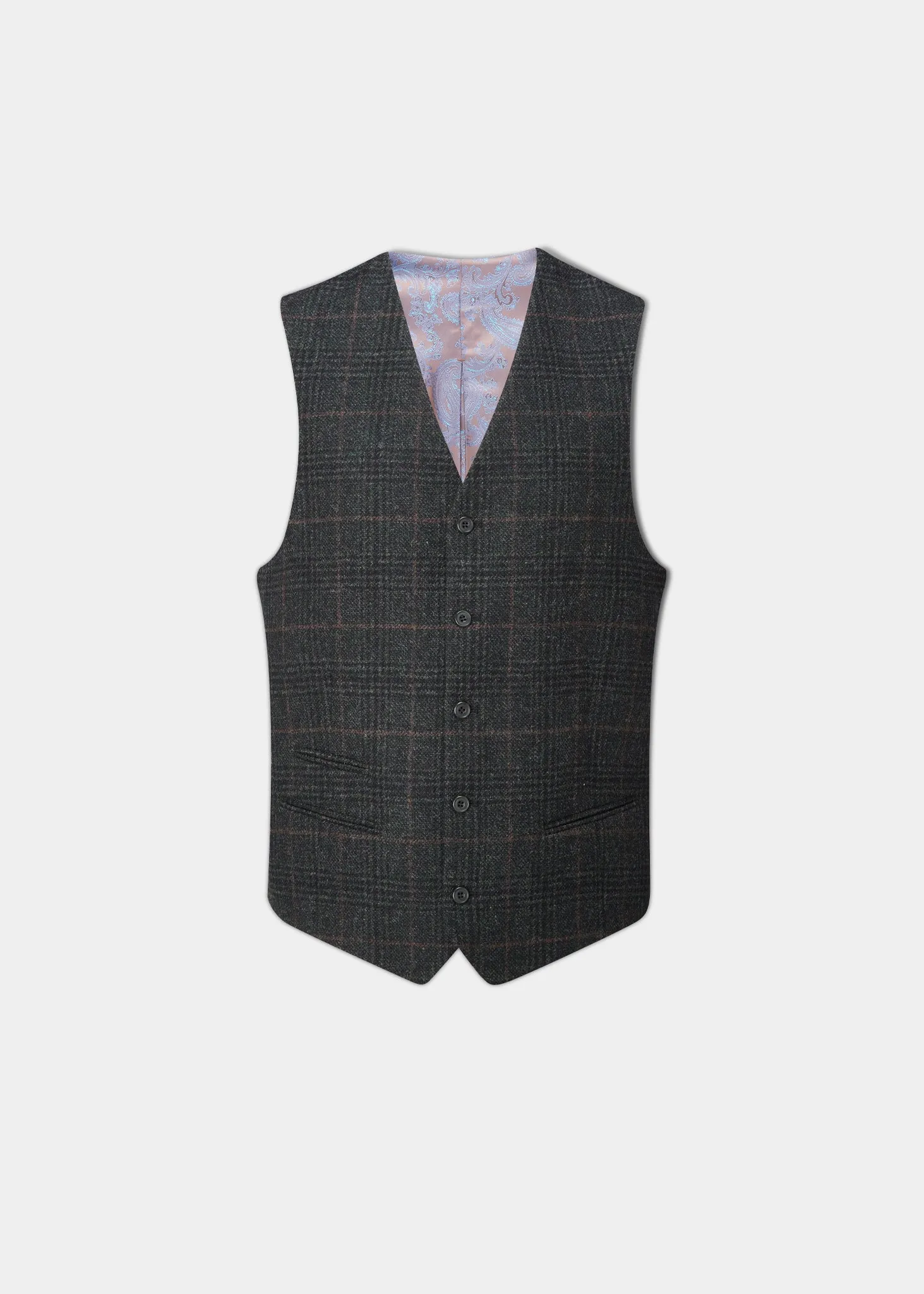 Surrey Men's Tweed Water Repellent Lined Waistcoat in Green Check - Regular Fit sold by Alan Paine