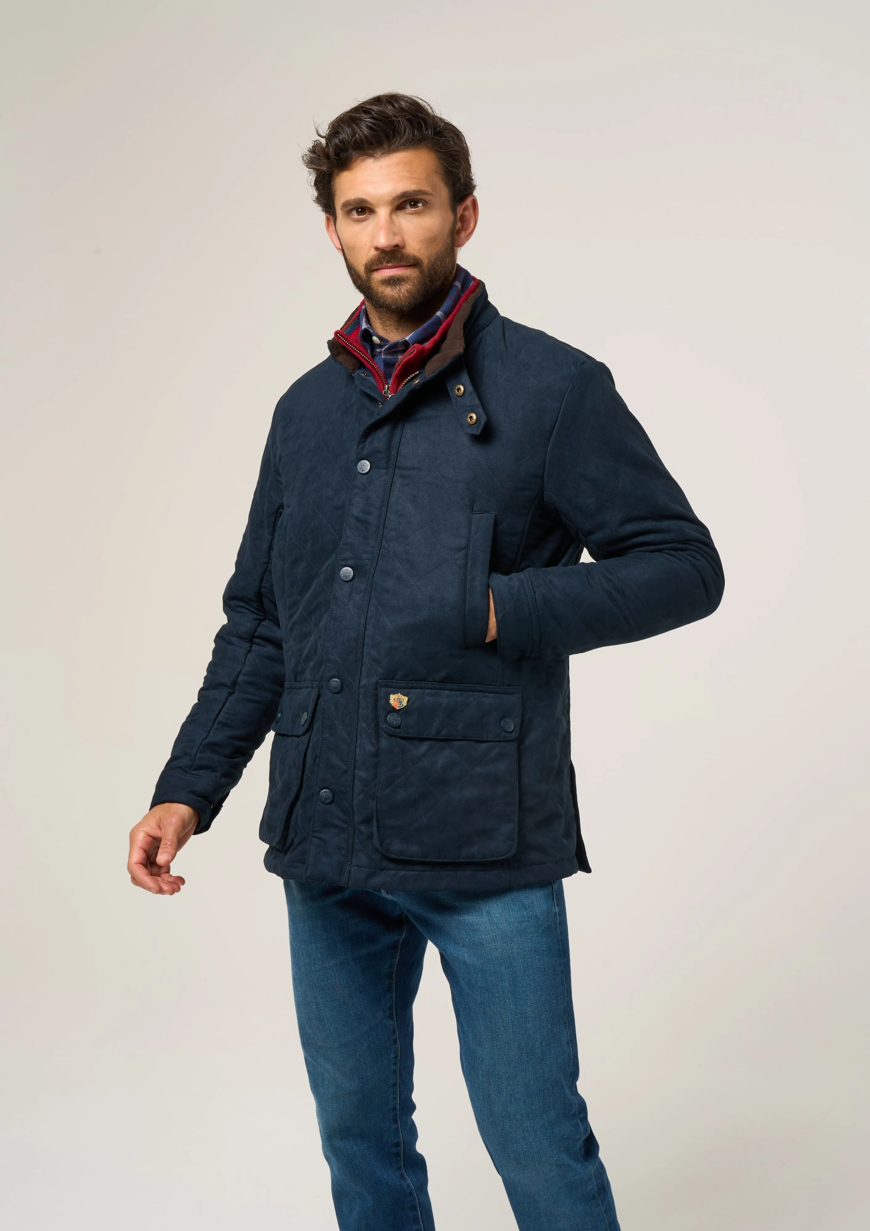 Felwell Men's Quilted Jacket In Dark Navy - Regular Fit sold by Alan Paine product image thumbnail 5