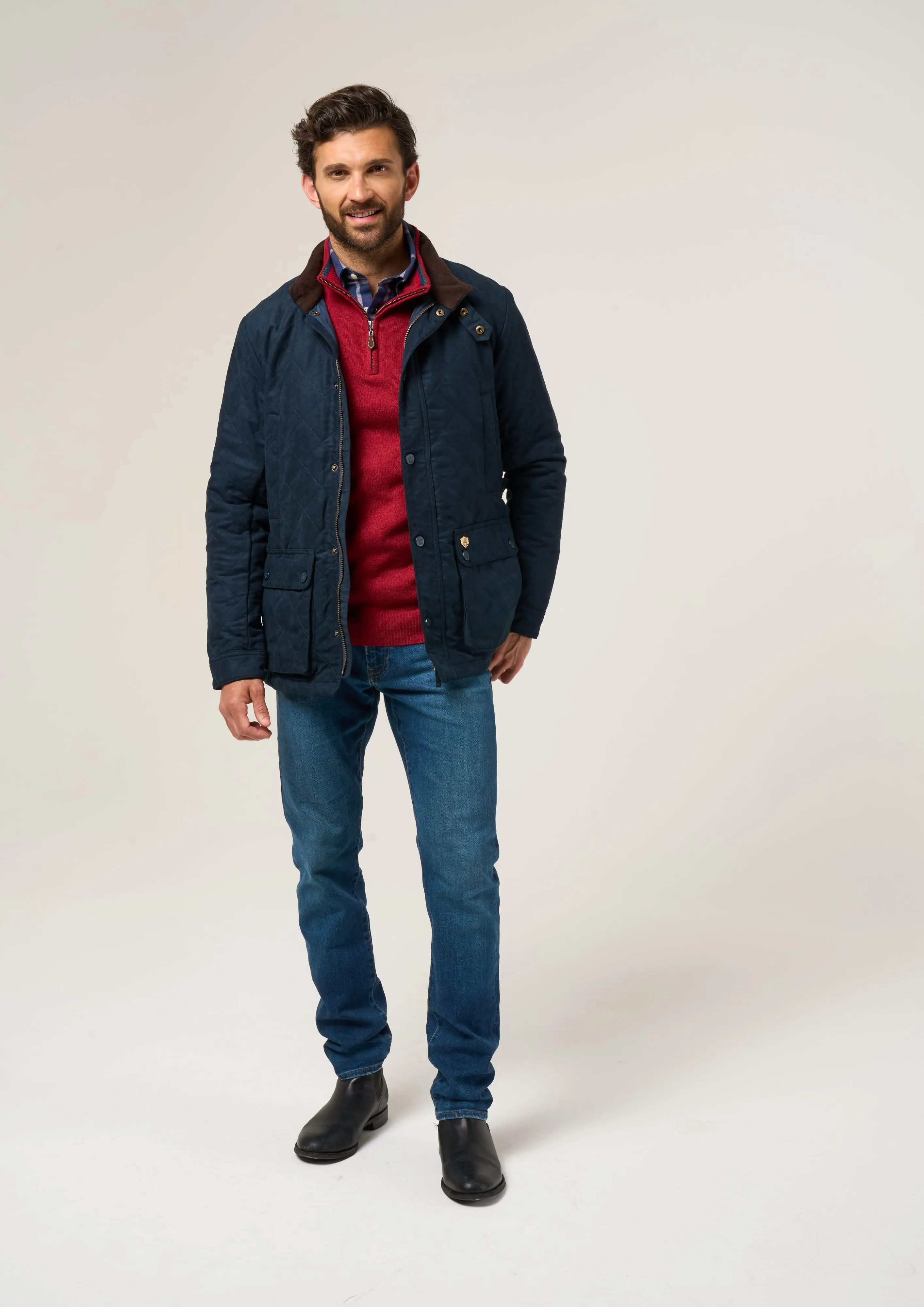 Felwell Men's Quilted Jacket In Dark Navy - Regular Fit sold by Alan Paine product image thumbnail 3