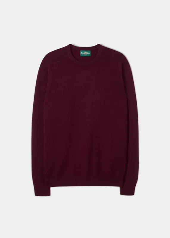 Lenzie Men's Lambswool Jumper In Bordeaux - Regular Fit sold by Alan Paine