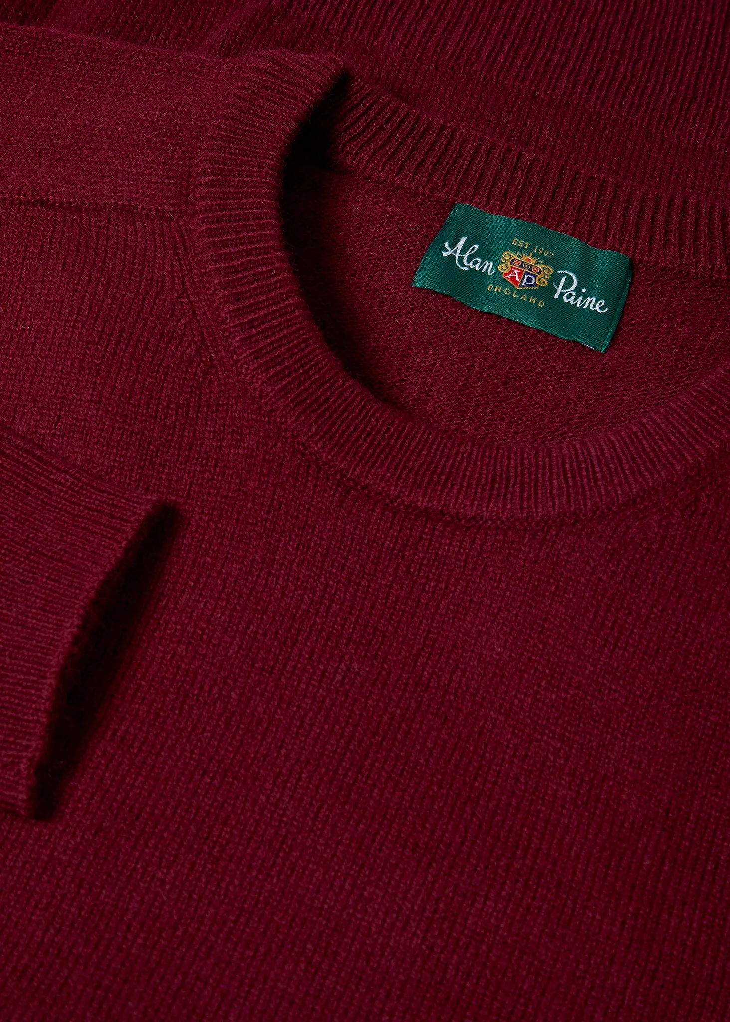 Lenzie Men's Lambswool Jumper In Bordeaux - Regular Fit sold by Alan Paine product image thumbnail 2