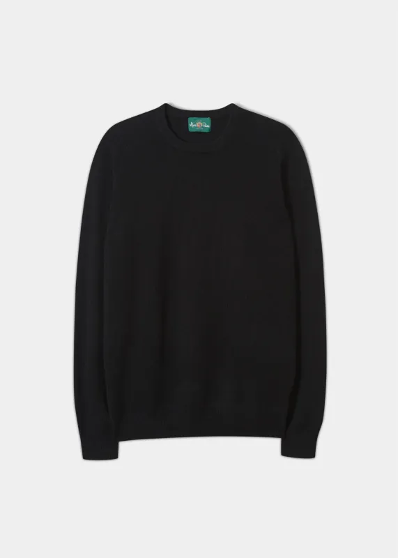 Lenzie Men's Lambswool Jumper In Black - Regular Fit sold by Alan Paine