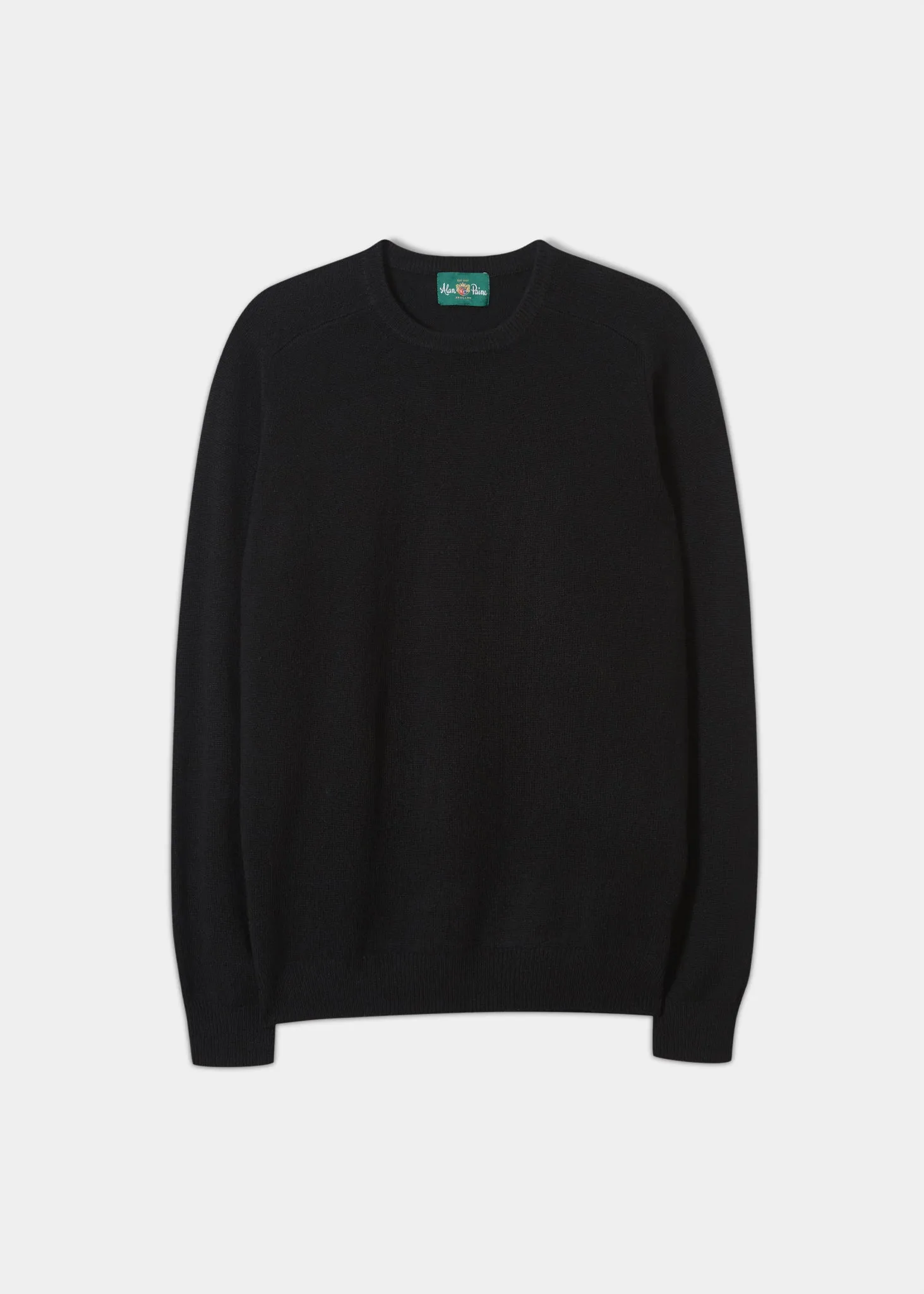 Lenzie Men's Lambswool Jumper In Black - Regular Fit sold by Alan Paine