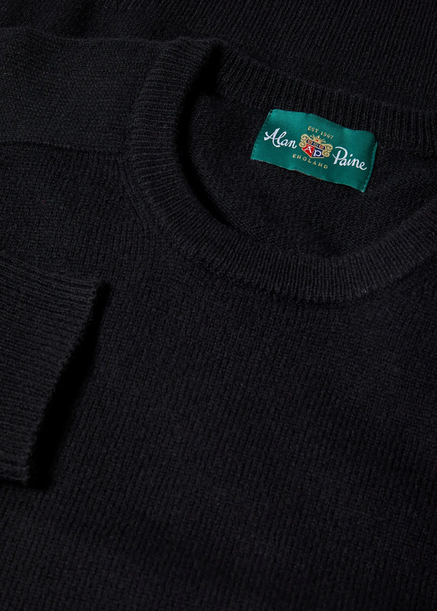 Lenzie Men's Lambswool Jumper In Black - Regular Fit sold by Alan Paine product image thumbnail 2