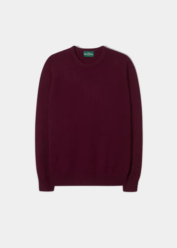 Dorset Men's Lambswool Jumper in Bordeaux - Classic Fit sold by Alan Paine