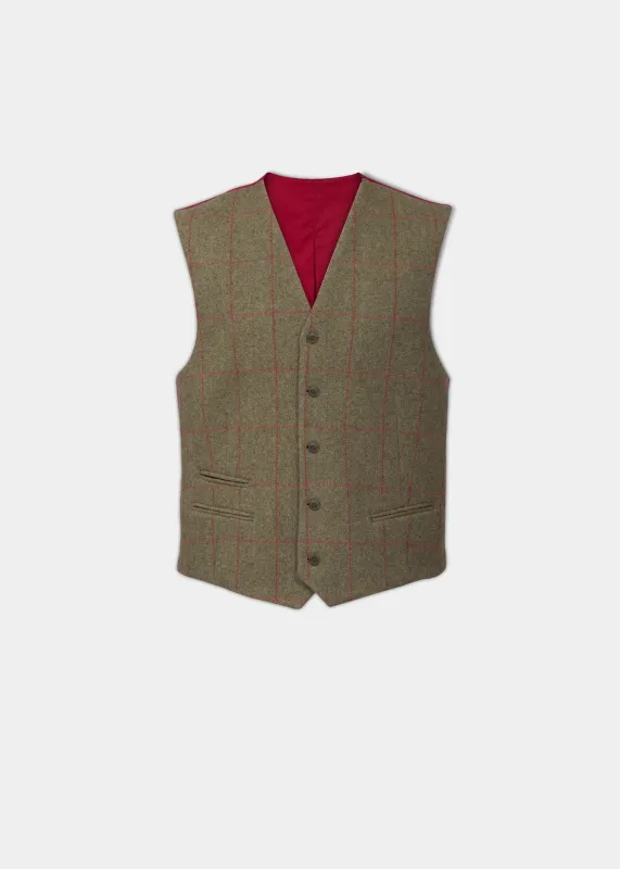 Combrook Men's Tweed Water Repellent Lined-Back Waistcoat in Sage - Regular Fit made by Alan Paine