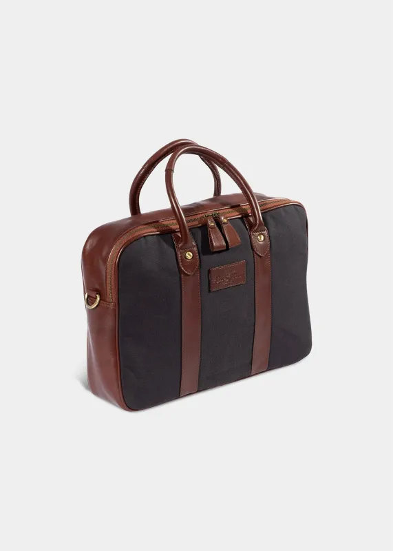 Canvas Laptop Bag In Dark Navy made by Alan Paine