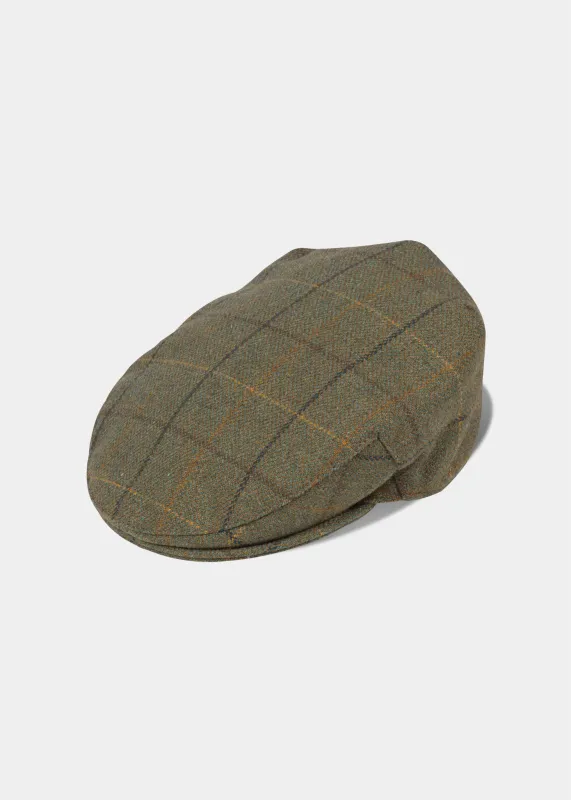 Rutland Men's Tweed Flat Cap In Dark Moss sold by Alan Paine