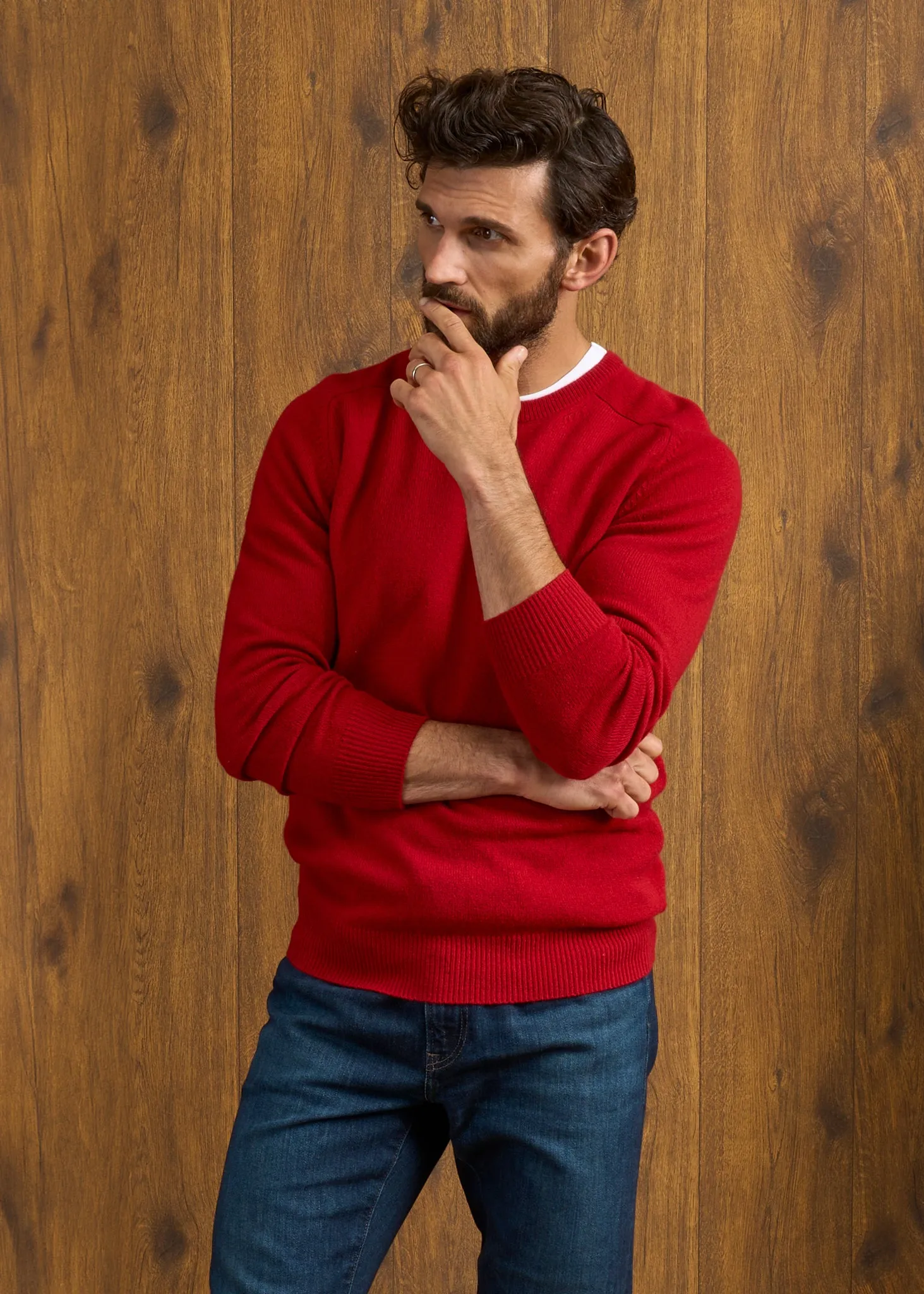 Dorset Men's Lambswool Jumper in Dubonnet - Classic Fit sold by Alan Paine product image thumbnail 4