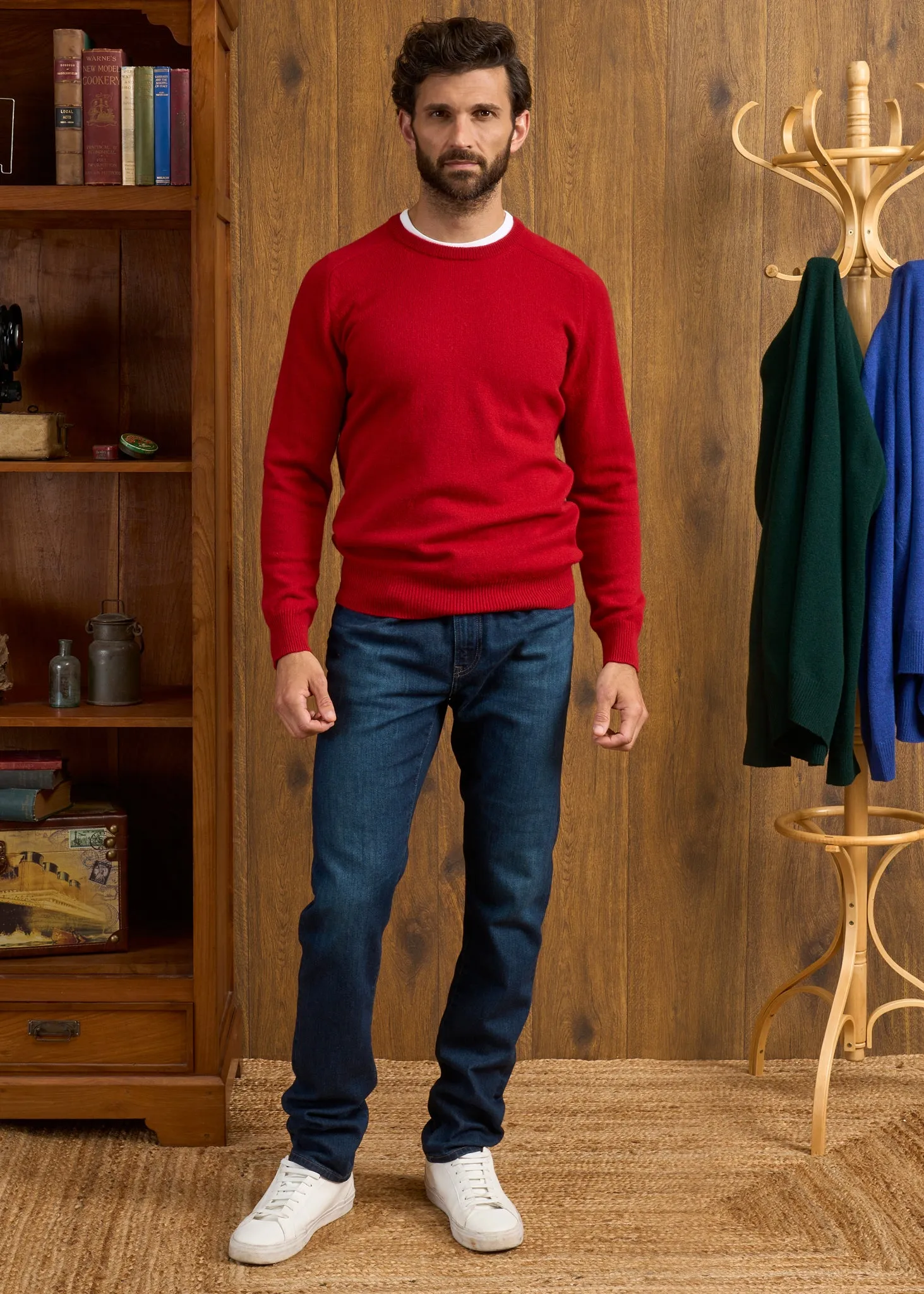Dorset Men's Lambswool Jumper in Dubonnet - Classic Fit sold by Alan Paine product image thumbnail 3
