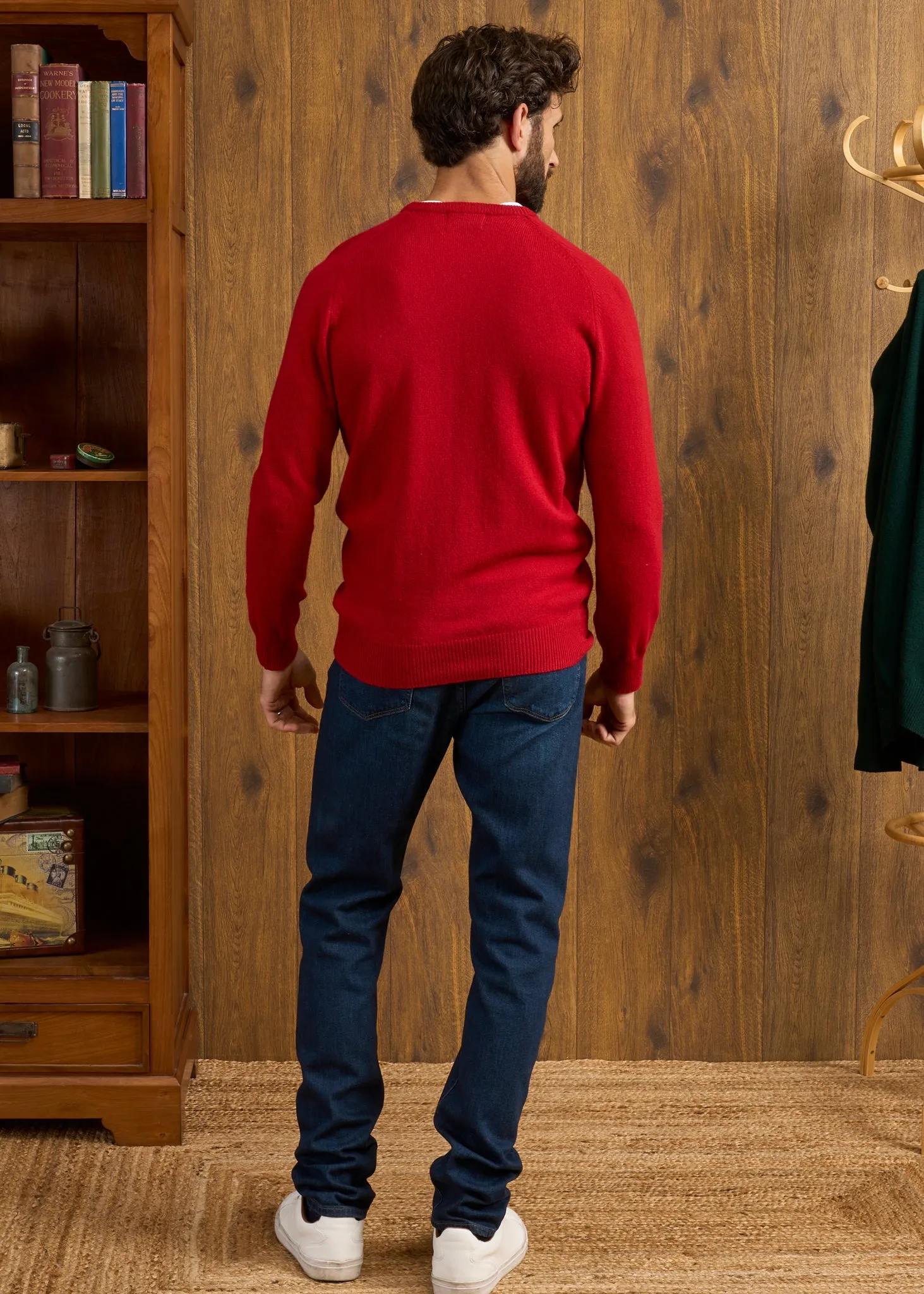Dorset Men's Lambswool Jumper in Dubonnet - Classic Fit sold by Alan Paine product image thumbnail 5