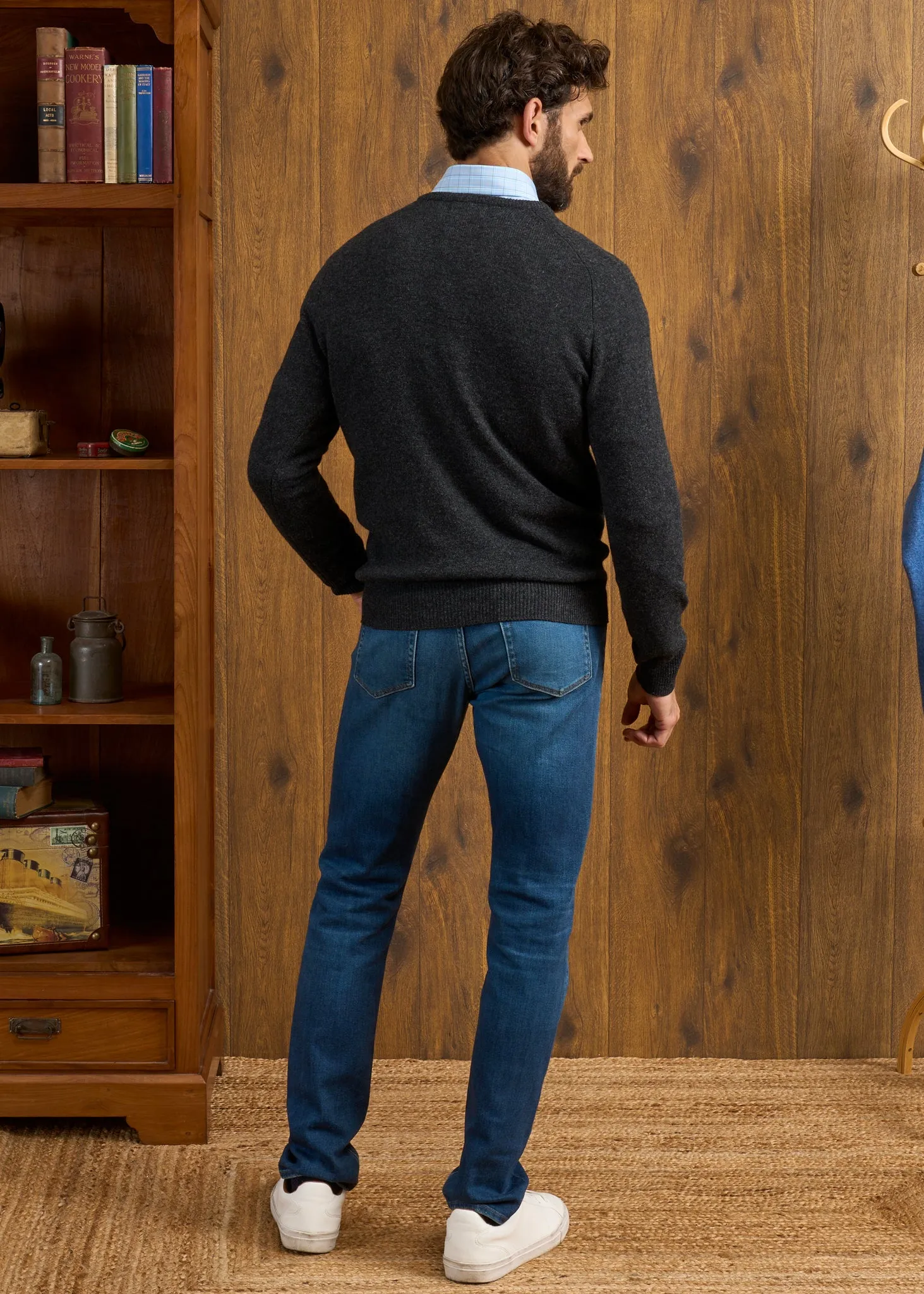 Dorset Men's Lambswool Jumper in Charcoal - Classic Fit sold by Alan Paine product image thumbnail 4