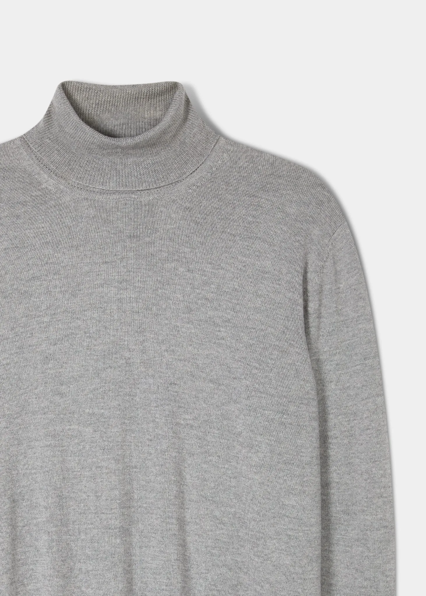 Linton Merino Wool Roll Neck Jumper in Light Grey Mix - Regular Fit sold by Alan Paine product image thumbnail 2