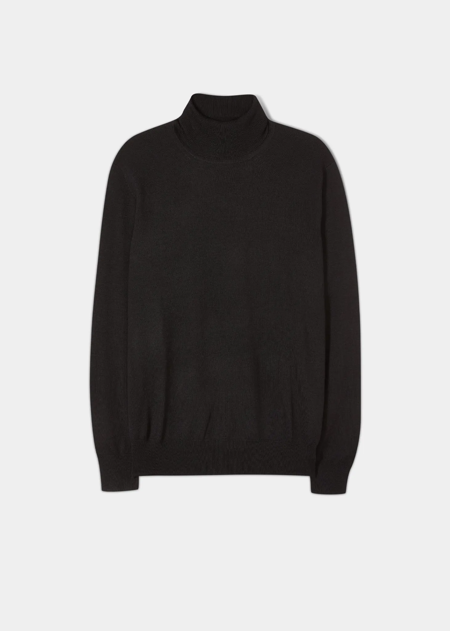Linton Merino Wool Roll Neck Jumper in Black - Regular Fit sold by Alan Paine