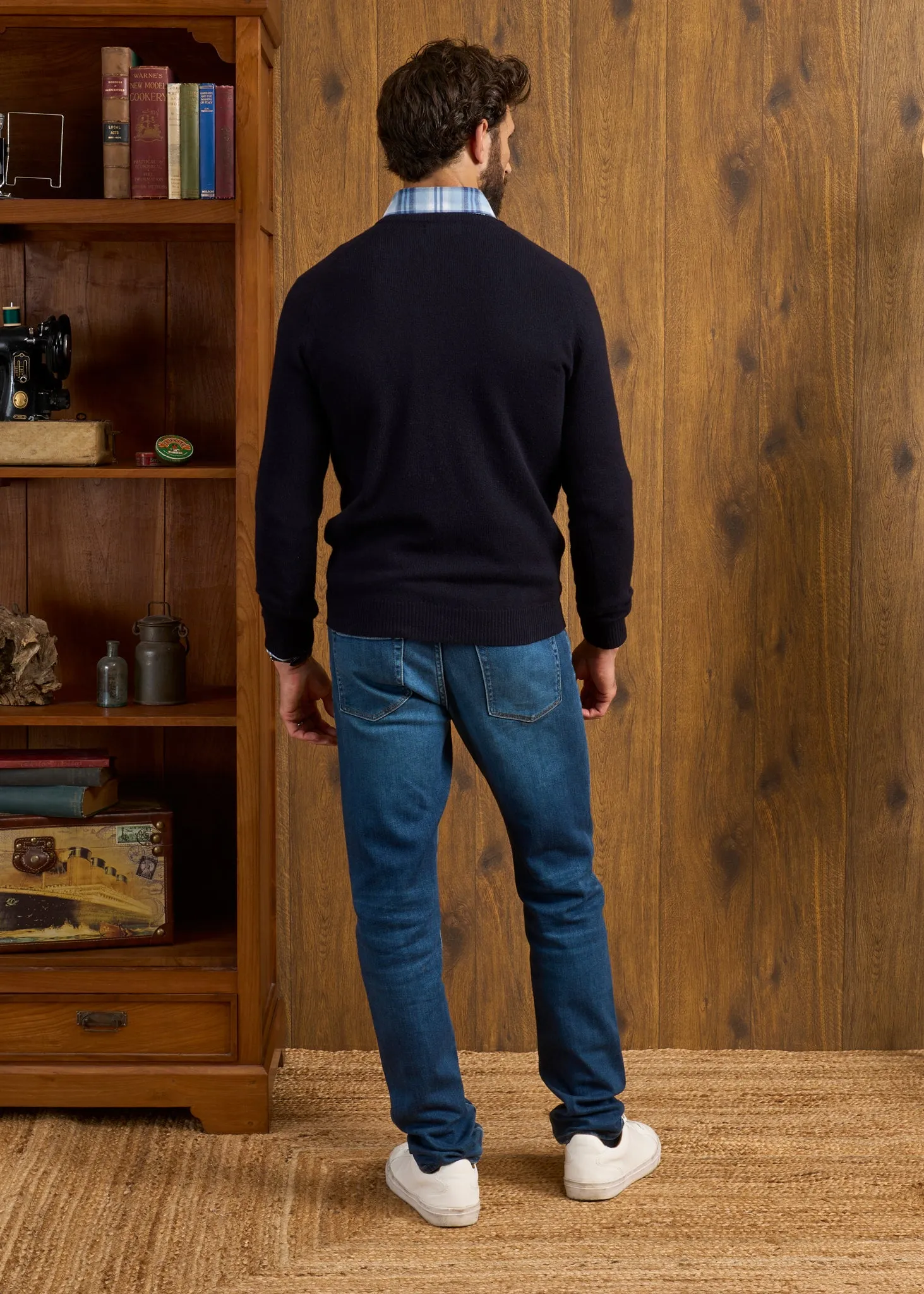 Lenzie Men's Lambswool Jumper In Navy Jumper - Regular Fit sold by Alan Paine product image thumbnail 5