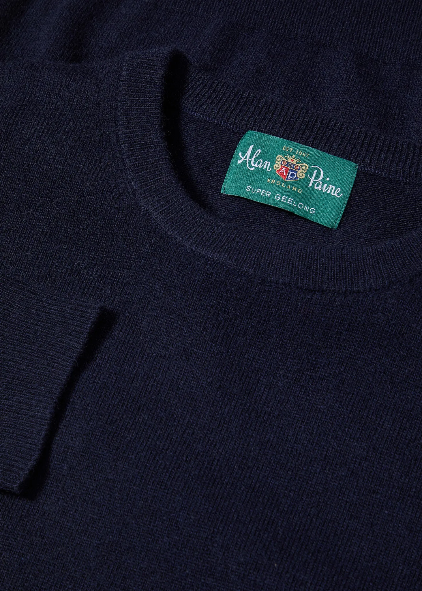 Brisbane Geelong Wool Jumper in Dark Navy - Regular Fit sold by Alan Paine product image thumbnail 2