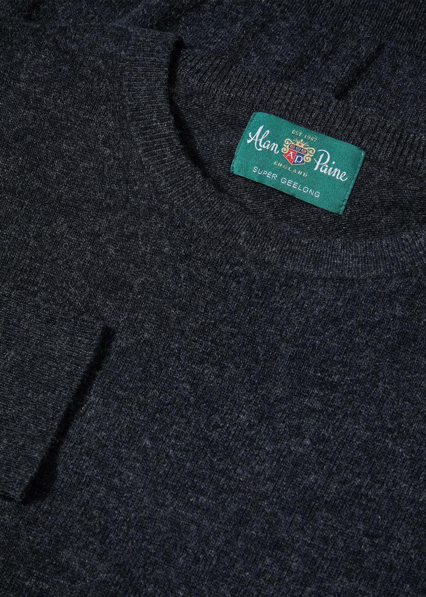 Brisbane Geelong Wool Jumper in Charcoal - Regular Fit sold by Alan Paine product image thumbnail 2