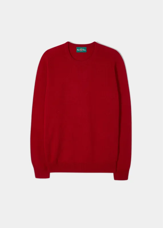 Lenzie Men's Lambswool Jumper In Dubonnet - Regular Fit sold by Alan Paine