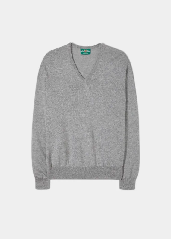 Millbreck Men's Merino Wool Jumper in Light Grey Mix - Regular Fit sold by Alan Paine