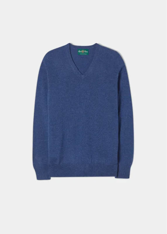 Haddington Cashmere Jumper in Denim - Regular Fit sold by Alan Paine