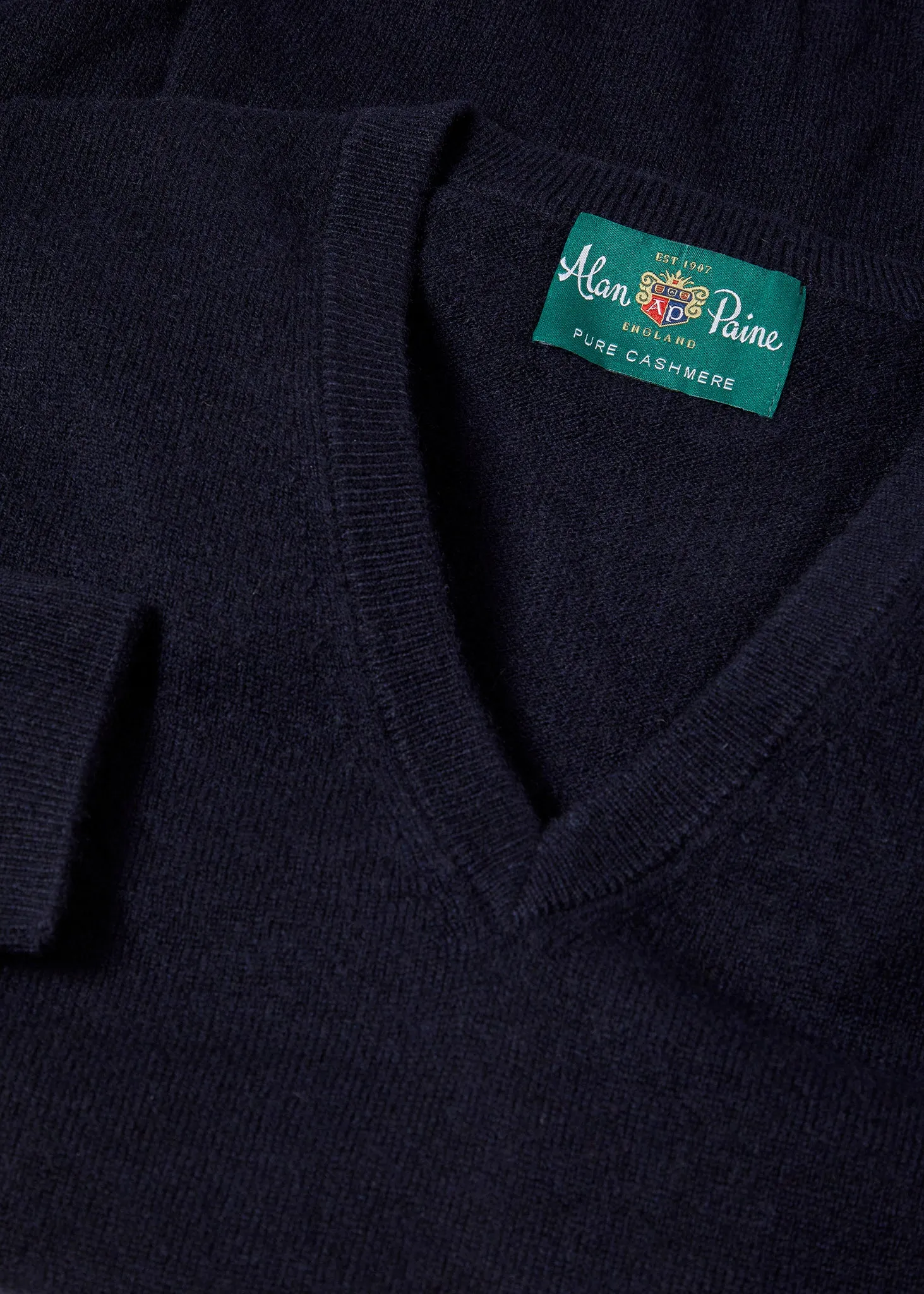 Haddington Cashmere Jumper in Dark Navy - Regular Fit sold by Alan Paine product image thumbnail 2