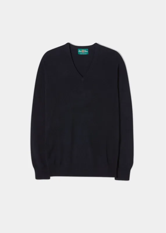 Haddington Cashmere Jumper in Dark Navy - Regular Fit sold by Alan Paine