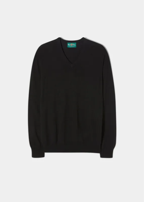 Haddington Cashmere Jumper in Black - Regular Fit sold by Alan Paine