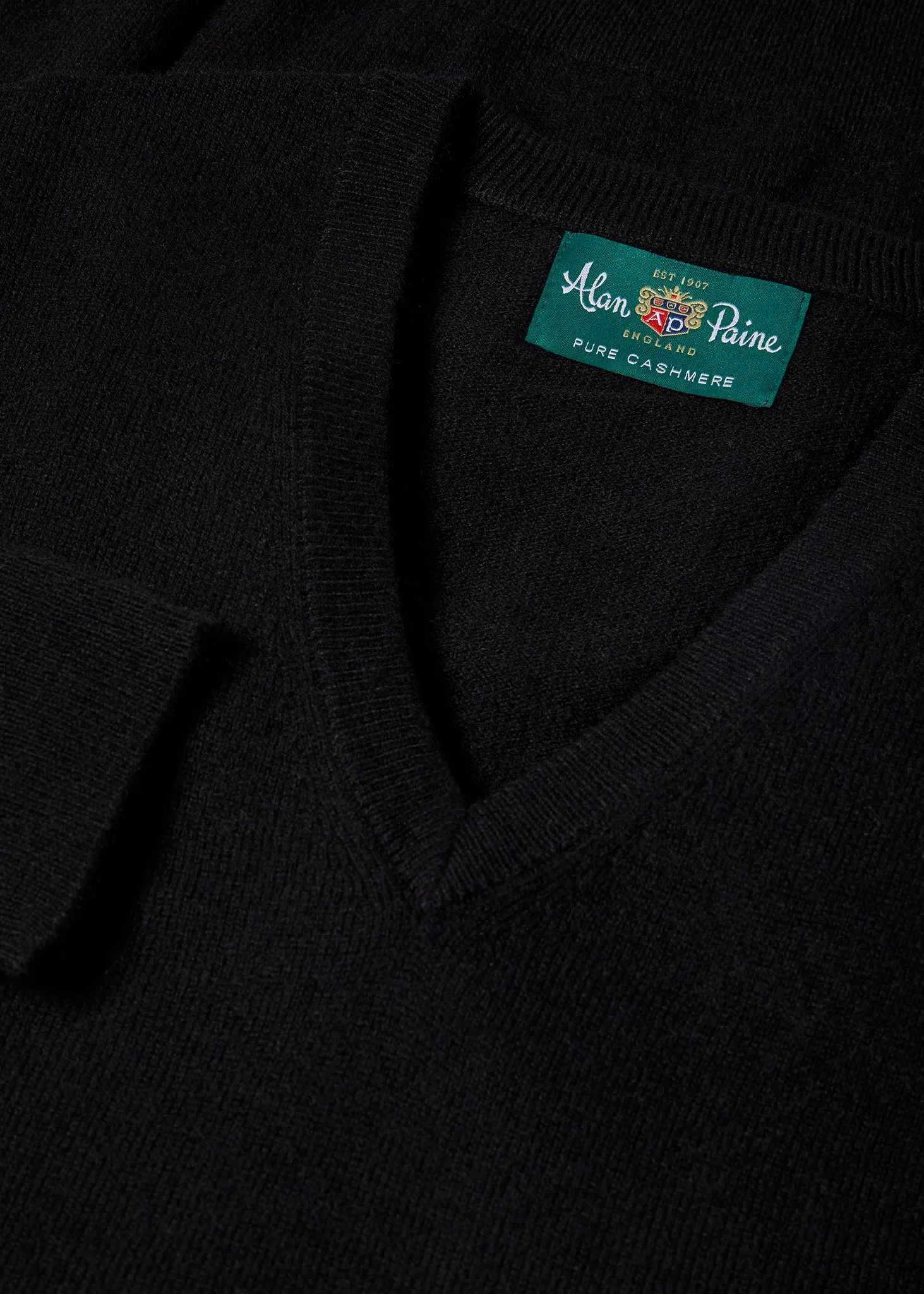 Haddington Cashmere Jumper in Black - Regular Fit sold by Alan Paine product image thumbnail 2