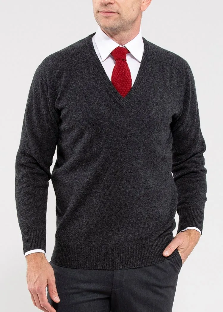 Hampshire Men's Lambswool Jumper in Charcoal - Classic Fit sold by Alan Paine product image thumbnail 4
