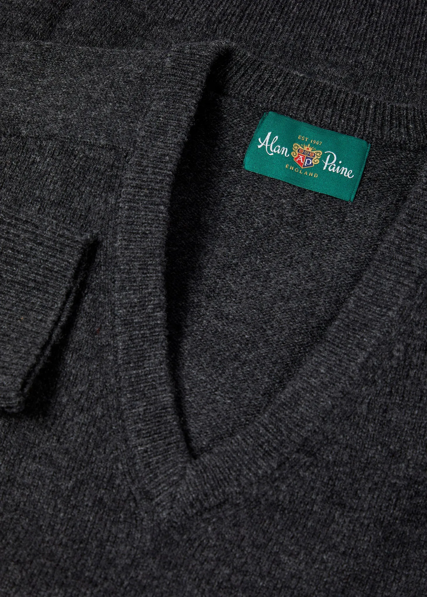 Hampshire Men's Lambswool Jumper in Charcoal - Classic Fit sold by Alan Paine product image thumbnail 2