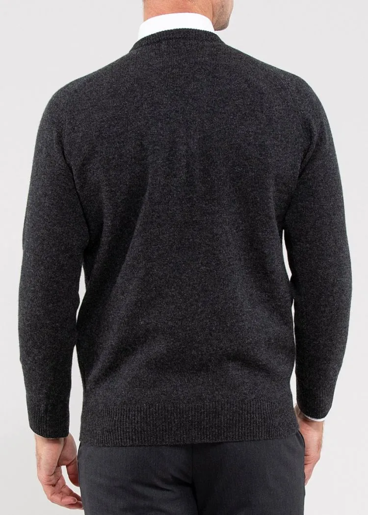 Hampshire Men's Lambswool Jumper in Charcoal - Classic Fit sold by Alan Paine product image thumbnail 5