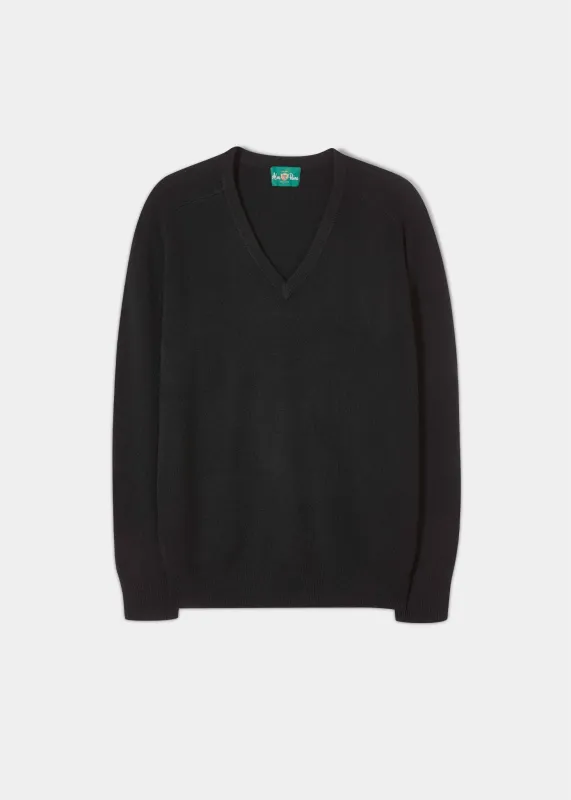 Hampshire Lambswool Jumper in Black - Classic Fit sold by Alan Paine